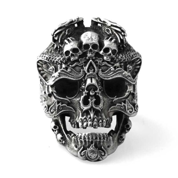 Black Death Knight Skull Ring Cool Mens Punk Fine Detail Stainless Steel Ring Gothic Biker Jewelry - Image 3