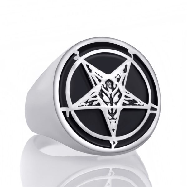 Classic Pentagram Signet Rings Mens Stainless Steel Biker Ring Biker Fashion - Image 4