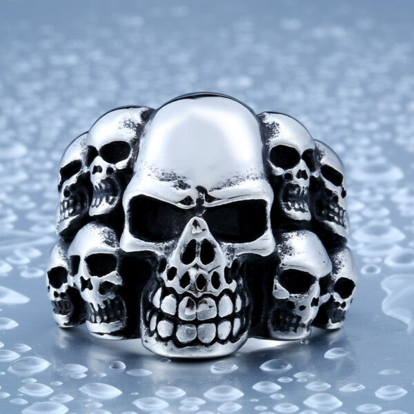 Demon Skull Ring Devil Biker Rings Men's Punk Goth Jewelry - Image 4